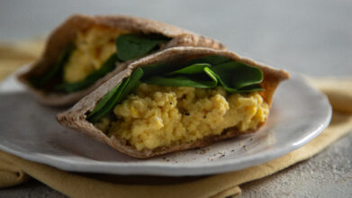 Scrambled Egg Stuffed Pitta